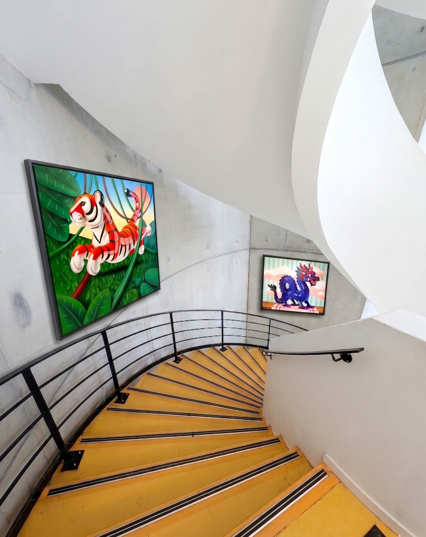 Cage d'escalier d'entreprise décorée de pop art